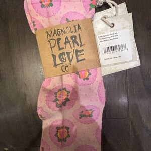 Magnolia Pearl Pink and Green Floral TALL Socks Pristine condition Nvr worn